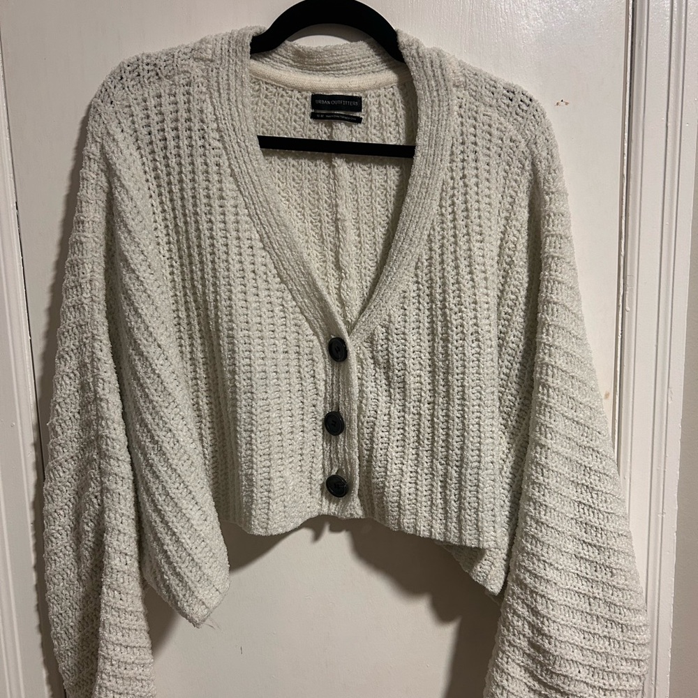 Urban Outfitters Cream Button-Up Cropped Cardigan